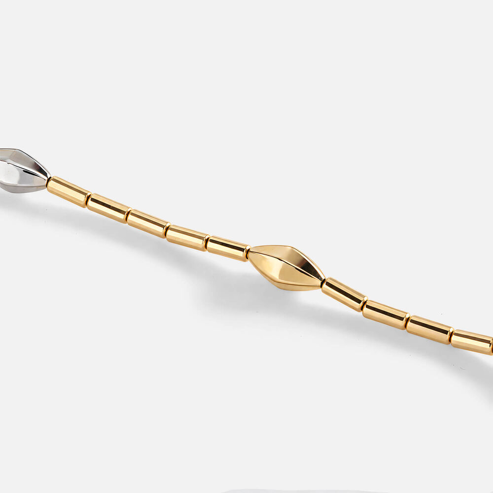 9ct Yellow & White Gold 3D Bead and Barrel Bracelet