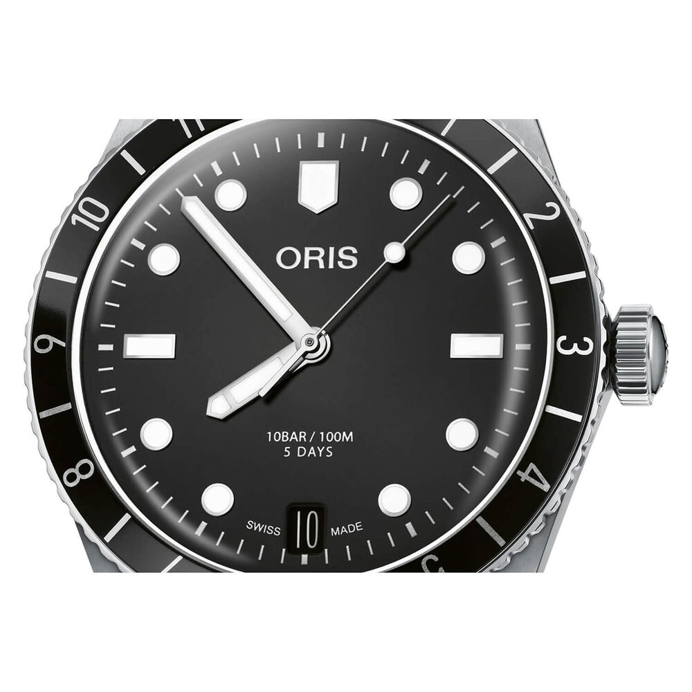 Pre-Owned Oris Divers 65 40mm Black Dial Leather Strap Watch image number 3