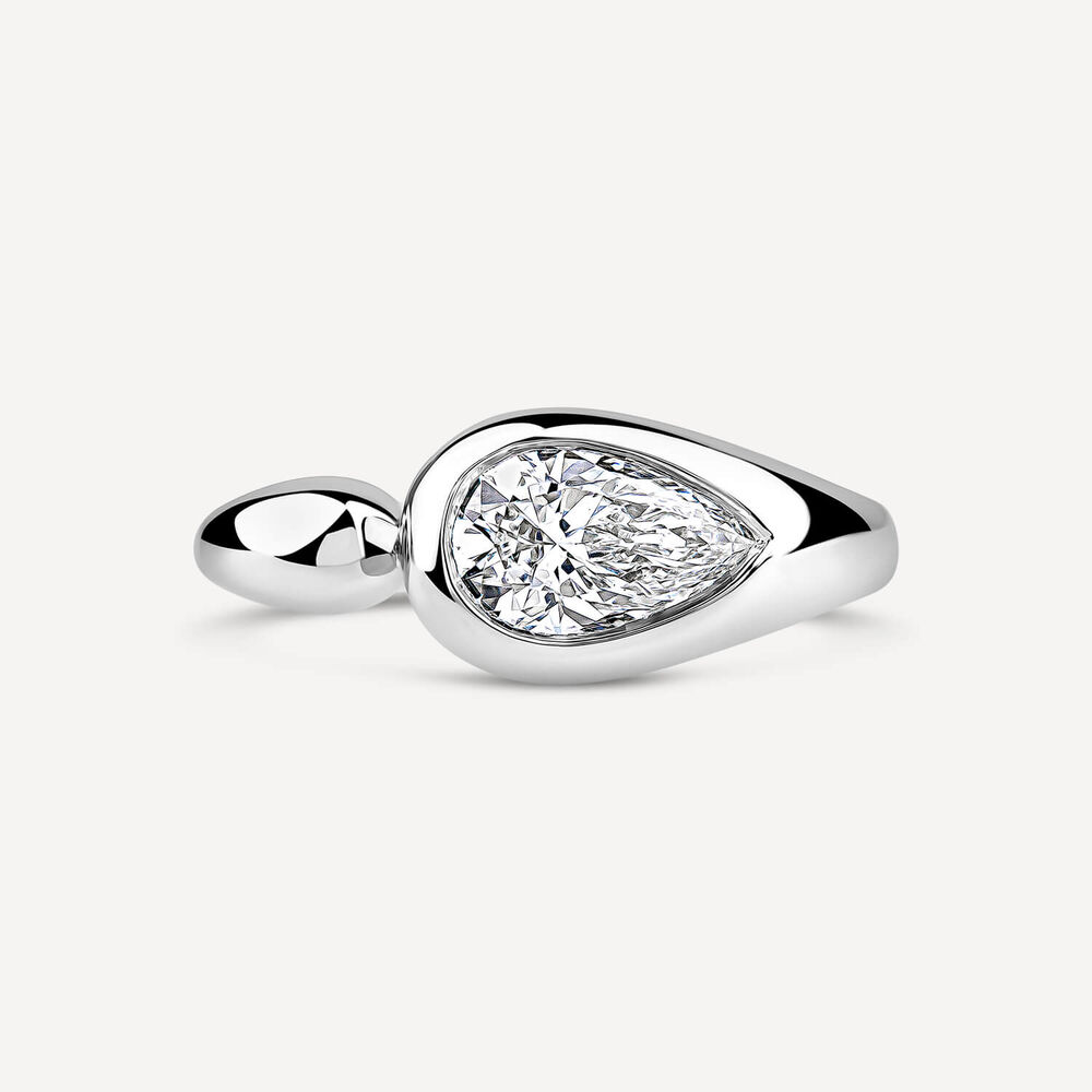 Born Orbit 9ct White Gold Lab Grown 1ct Pear Diamond Ring image number 1
