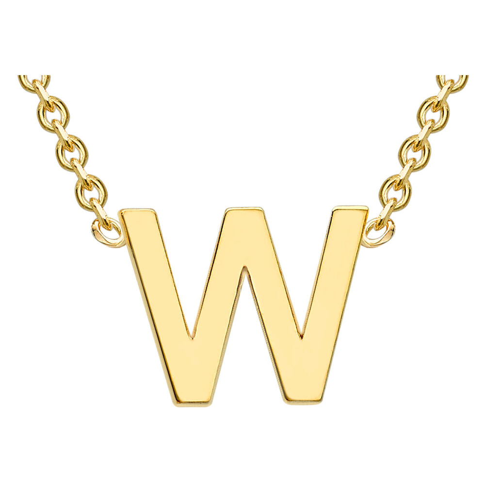 9 Carat Yellow Gold Petite Initial W Necklet image number 0