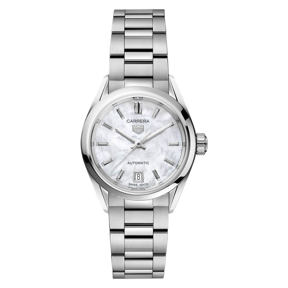 TAG Heuer Carrera 29mm Mother of Pearl Dial Steel Case Bracelet Watch image number 0