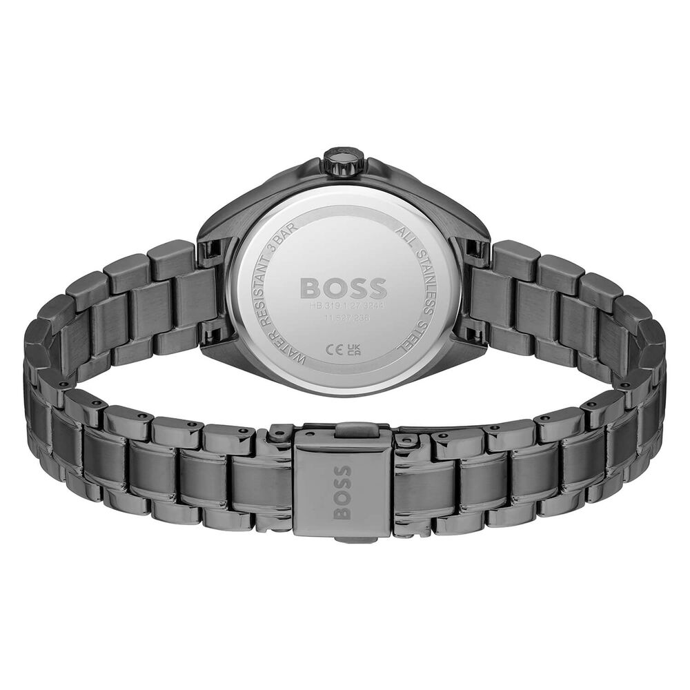 Hugo Boss Felina 32mm Quartz Grey Dial Cubic Zirconia Bezel Grey IP Case Bracelet Watch image number 3
