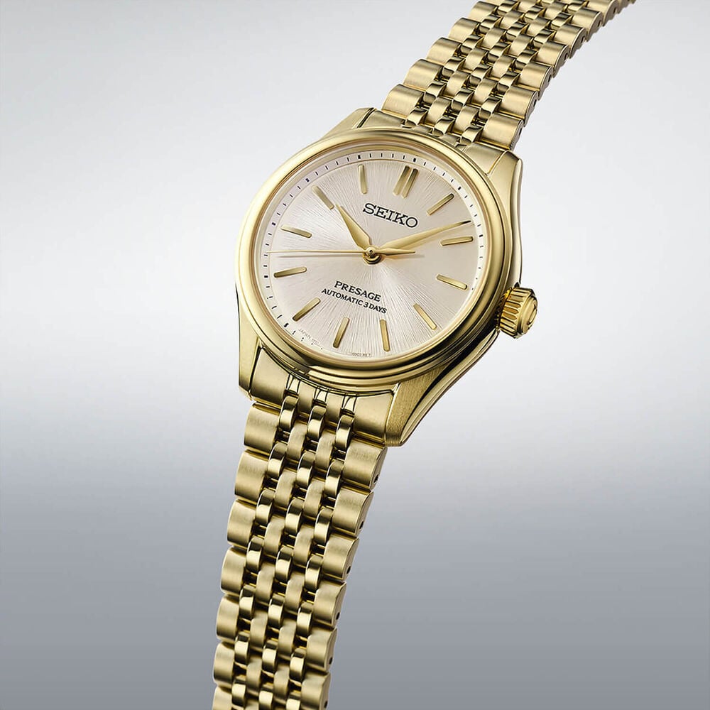 Seiko Presage Classic Series 'Shiro-iro' 36mm Gold Dial Steel Bracelet Watch image number 2