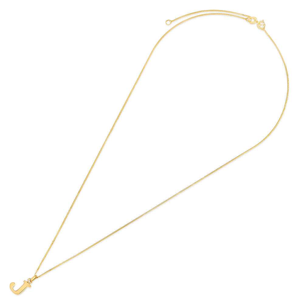 9ct Yellow Gold Plain Initial J Pendant  (Chain Included) image number 3