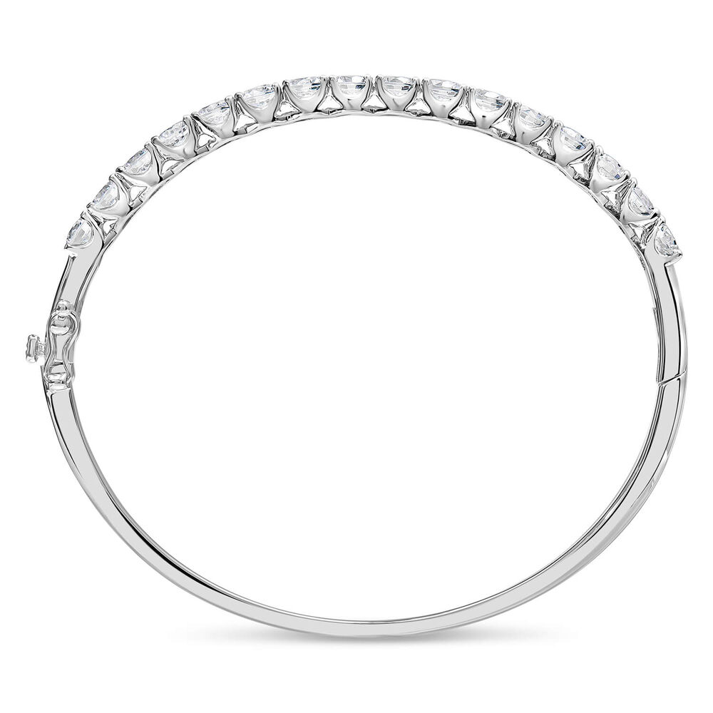 Sterling Silver Round Cubic Zirconia Claw Set Bangle image number 3