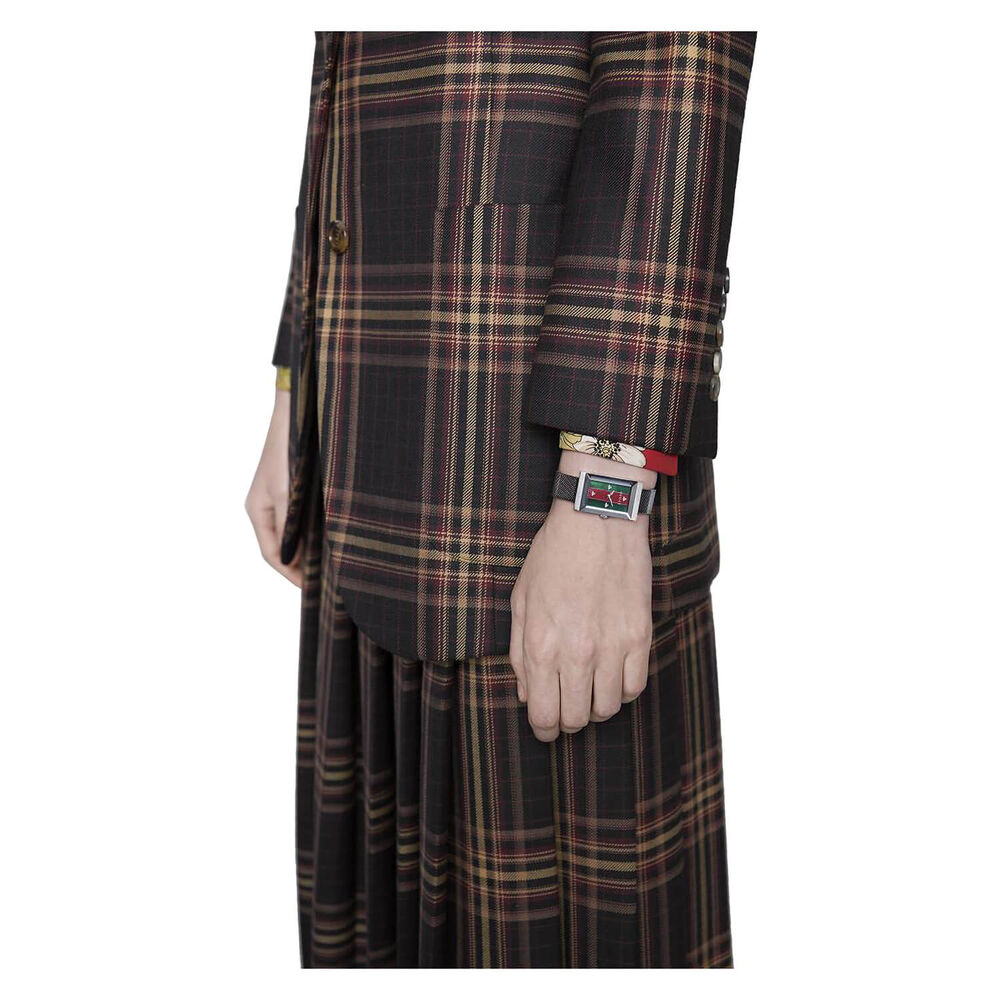 Gucci G-Frame 21mm Striped Dial Mesh Bracelet Ladies' Watch image number 3