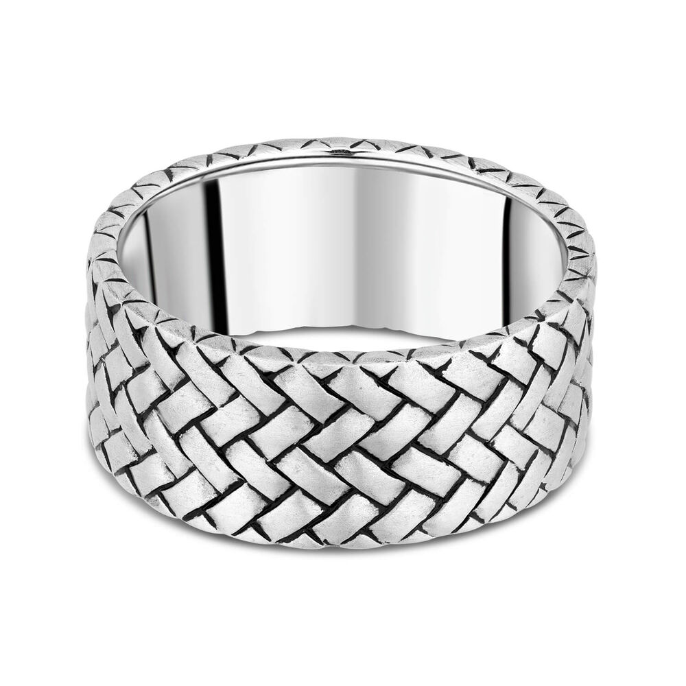 Gents Sterling Silver Plaited Wide Band Ring