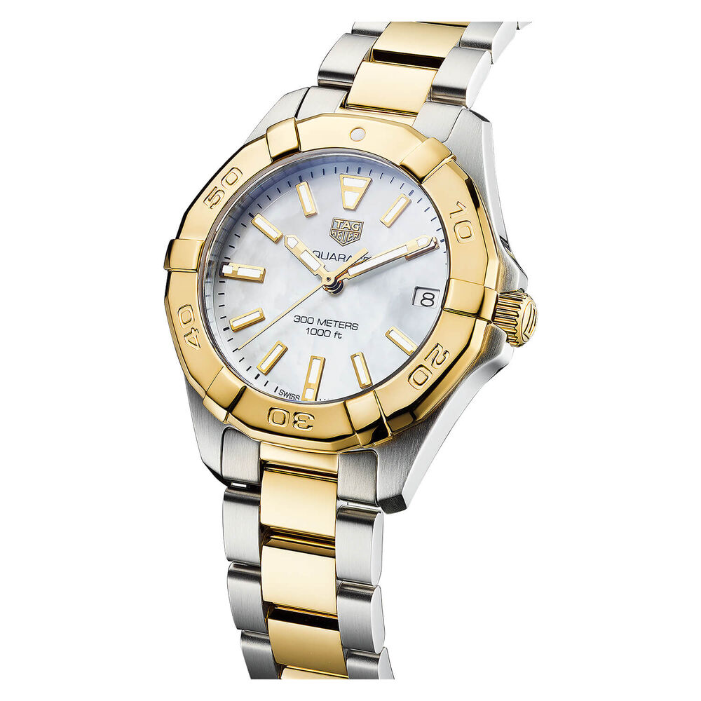TAG Heuer Aquaracer 32mm Mother of Pearl Dial Yellow Gold Plated Case Watch image number 2