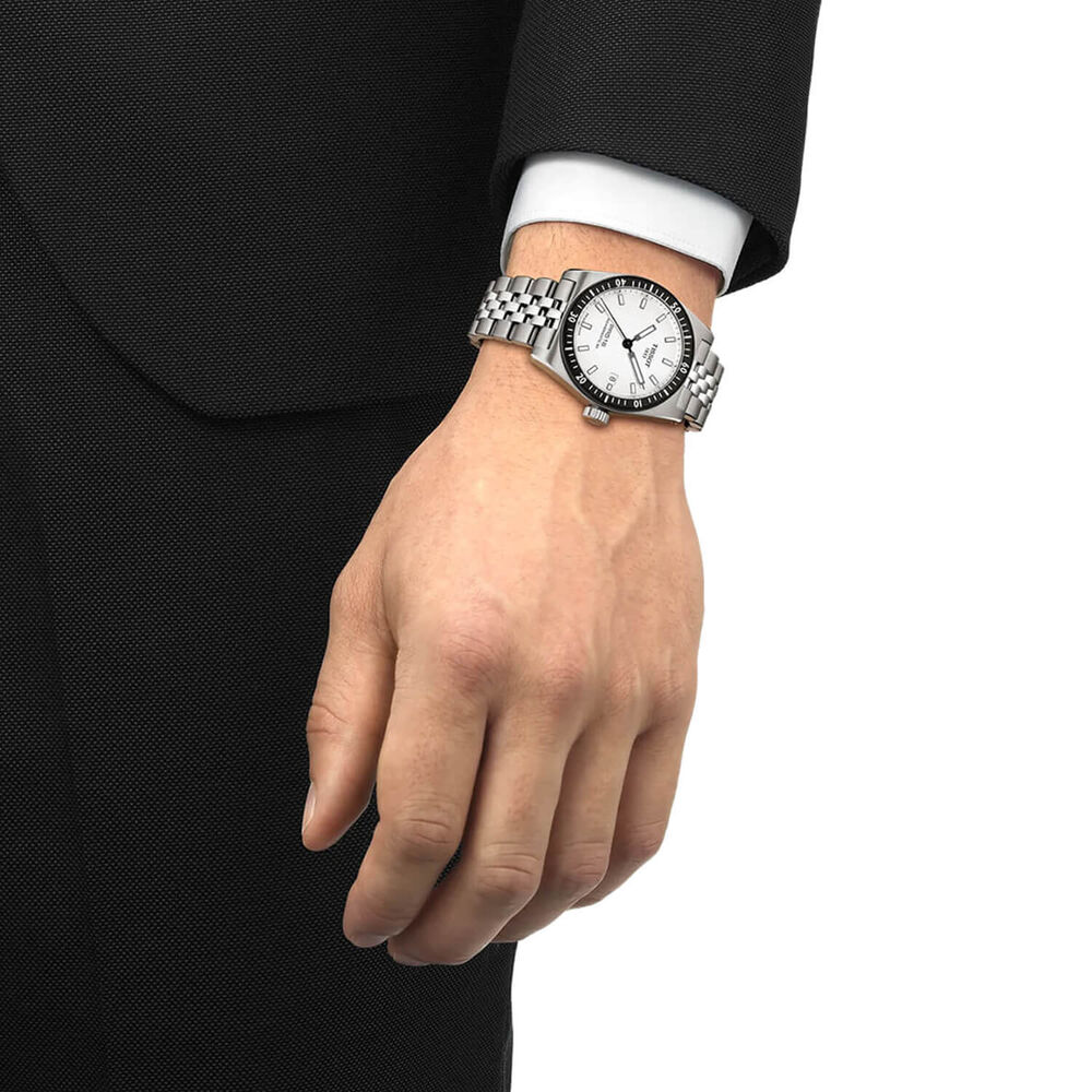 Tissot PR516 Powermatic 80 38mm White Dial Steel Bracelet Watch