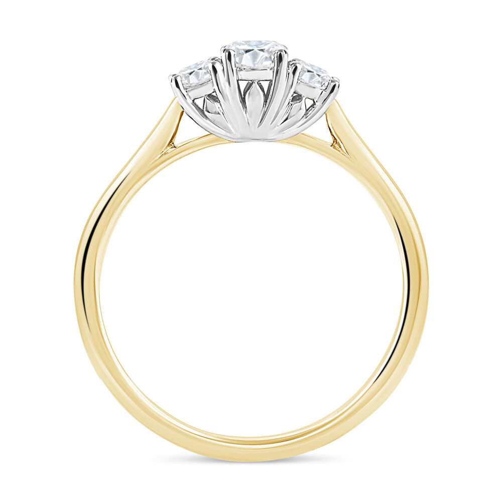 18ct Yellow Gold 0.33ct Diamond Trilogy Tulip Setting Ring image number 2