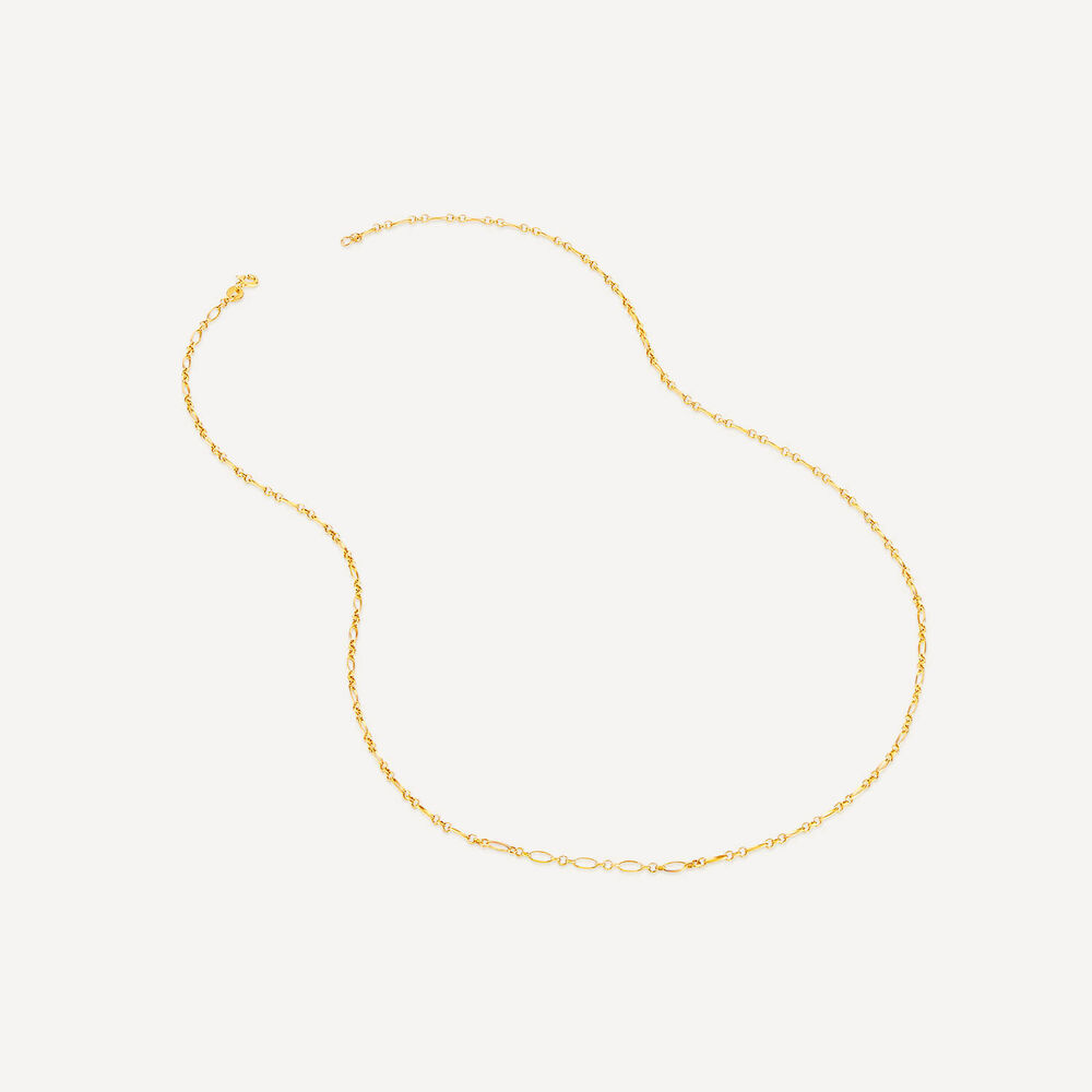 9ct Yellow Gold Diamond Cut Small Figaro Belcher 24 inch Chain Necklet image number 2