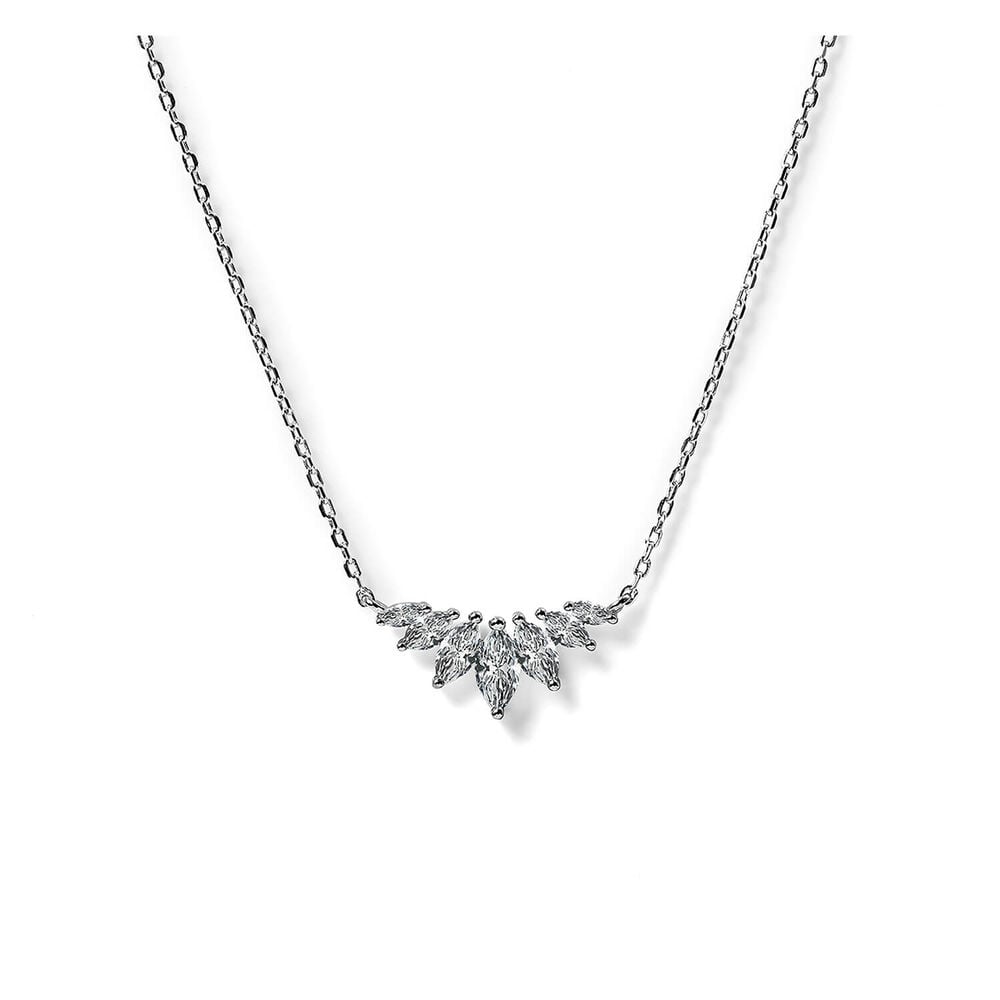 CARAT* London Silver Tulisa Graduated Marquise Cluster Necklace image number 0