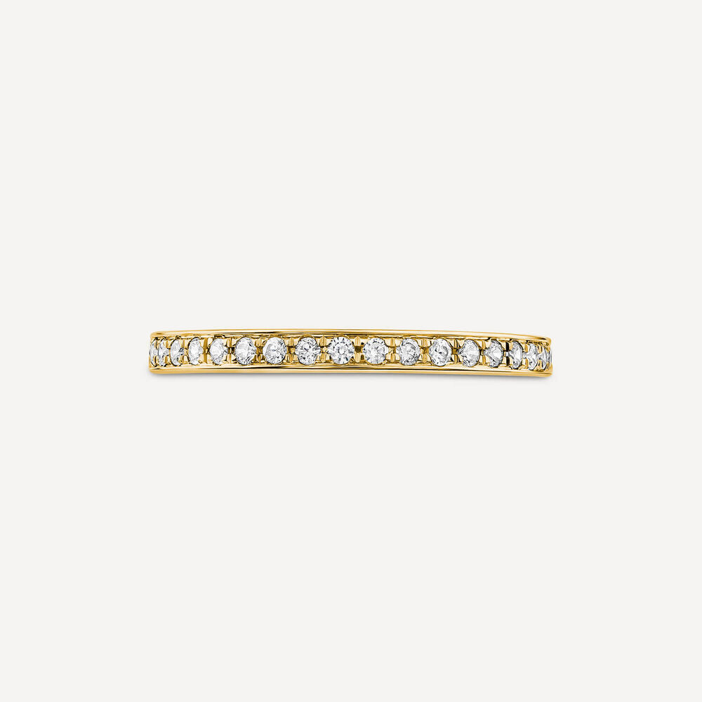 9ct Yellow Gold 2mm 0.15ct Pave Diamond Wedding Ring