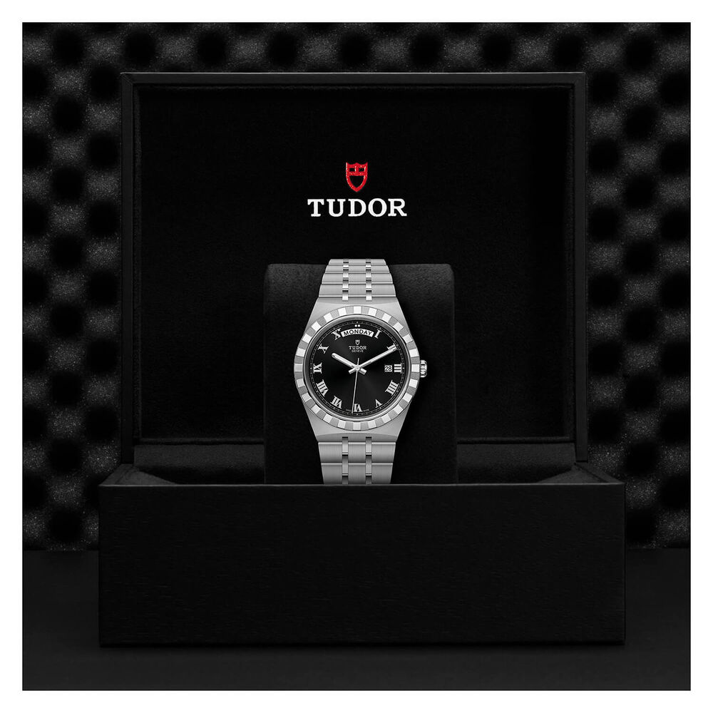 TUDOR Royal 41mm Black Roman Numerals Dial Day & Date Steel Case Bracelet Watch image number 3