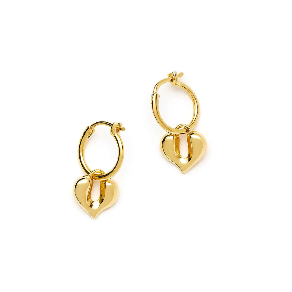 Missoma 18ct Gold Vermeil Sterling Silver Molten Heart Charm Hoop Earrings