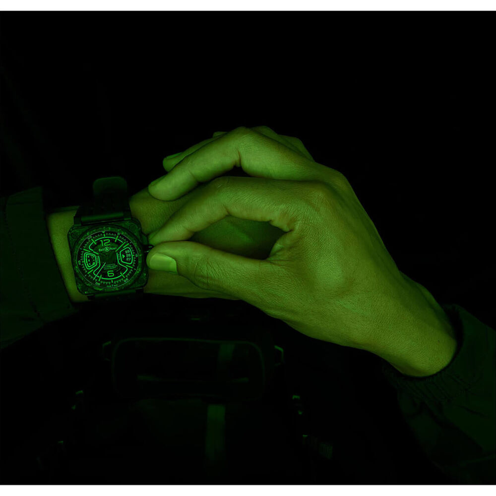 Bell&Ross BR-X3 Night Vision 41mm Skeleton Dial Black Rubber Strap Watch image number 9