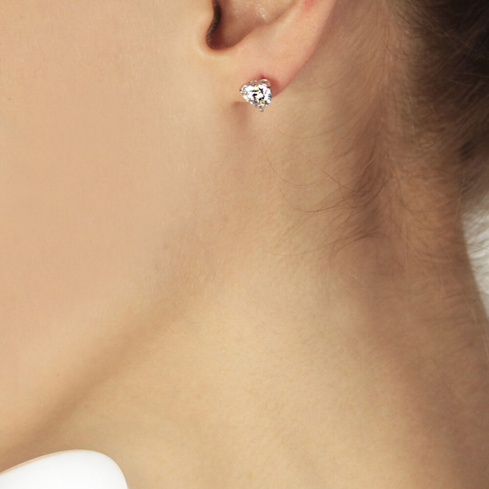 CARAT* London 9ct White Gold Heart Shape Stud Earrings image number 2