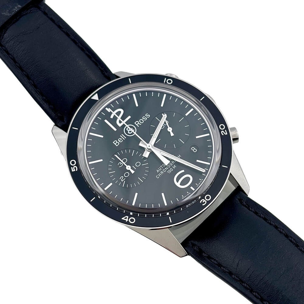 Pre-Owned Bell & Ross Vintage BR 126 Sport 43mm Black Dial Leather Strap Watch image number 1