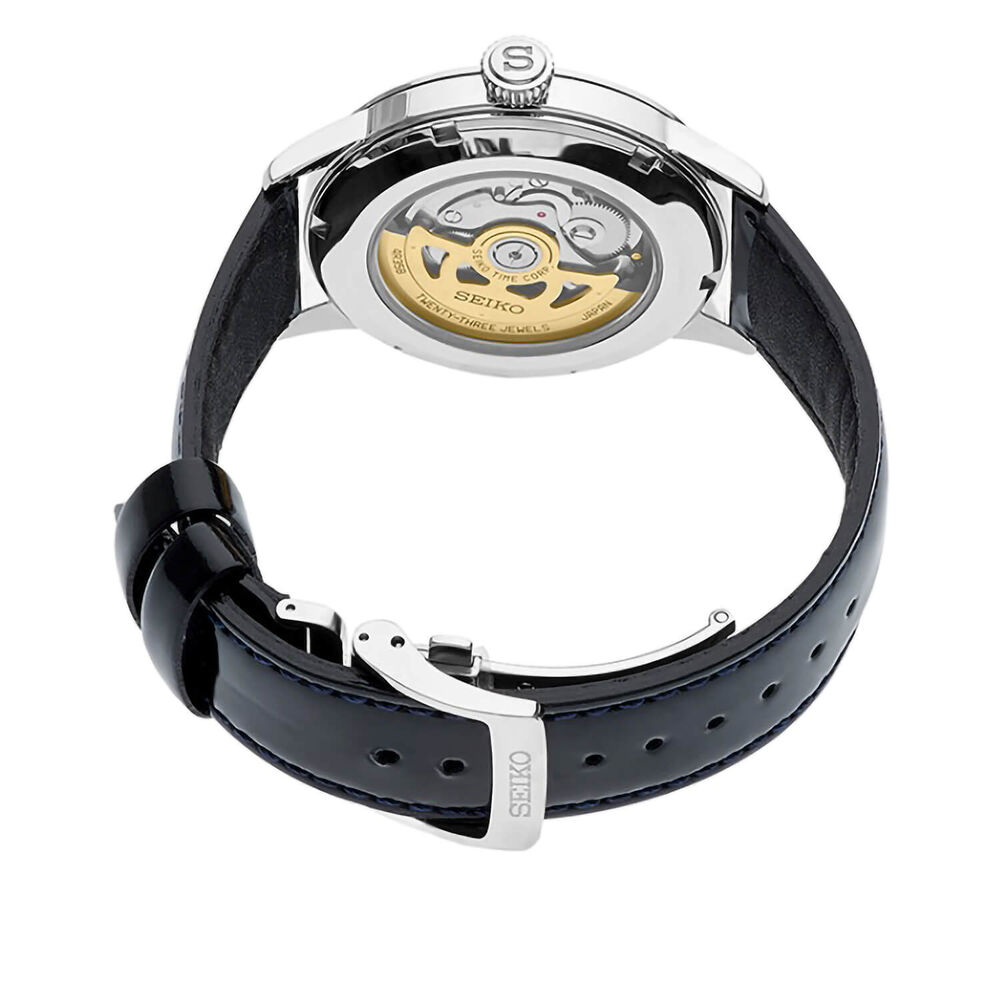 Seiko Presage Cocktail Collection Blue Dial Black Leather Men's Watch image number 1