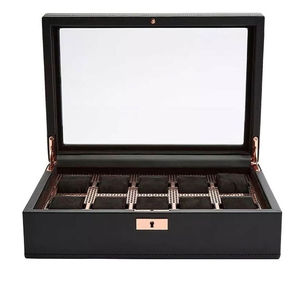 WOLF Axis 10 Pc Copper Plated Finish Vegan Leather Watch Box