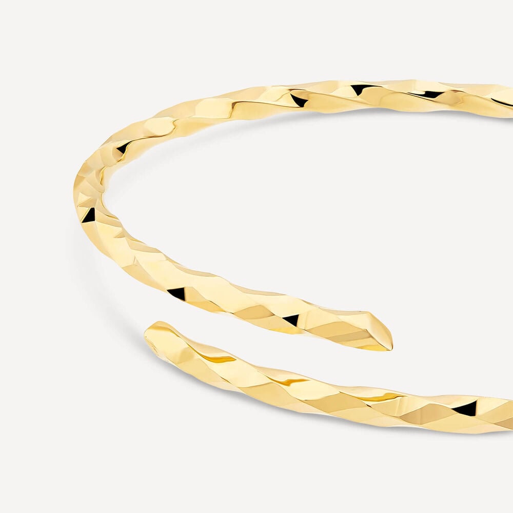 9ct Yellow Gold D Cut Twist Bangle image number 1