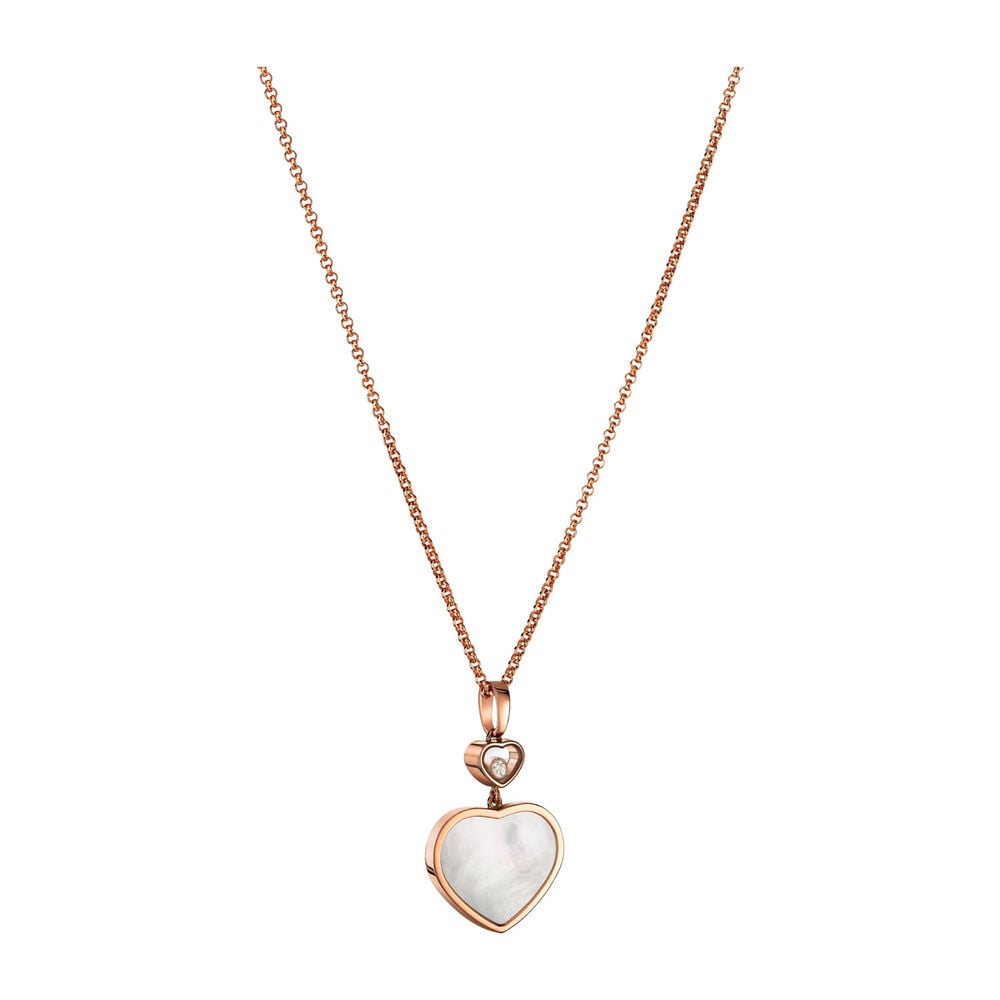 Chopard 18ct Rose Gold Diamond & Pearl Happy Heart Pendant image number 1