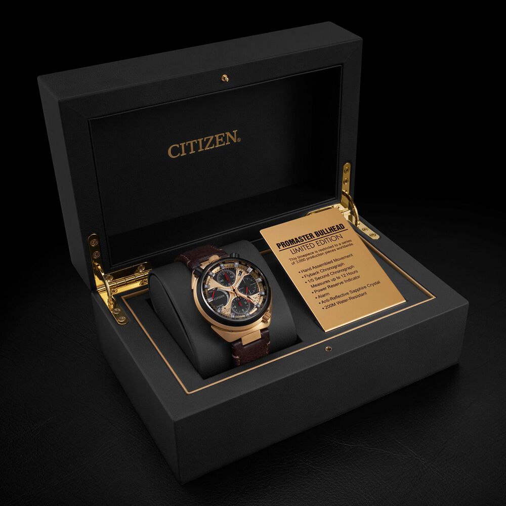 Citizen Limited Edition Bull Head 45mm Chronograph Perpetual Calendar Rose Gold Case Strap Watch image number 5