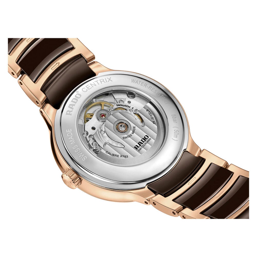 Rado Centrix 39.5mm Brown Dial Rose Gold Index Bracelet Watch image number 3