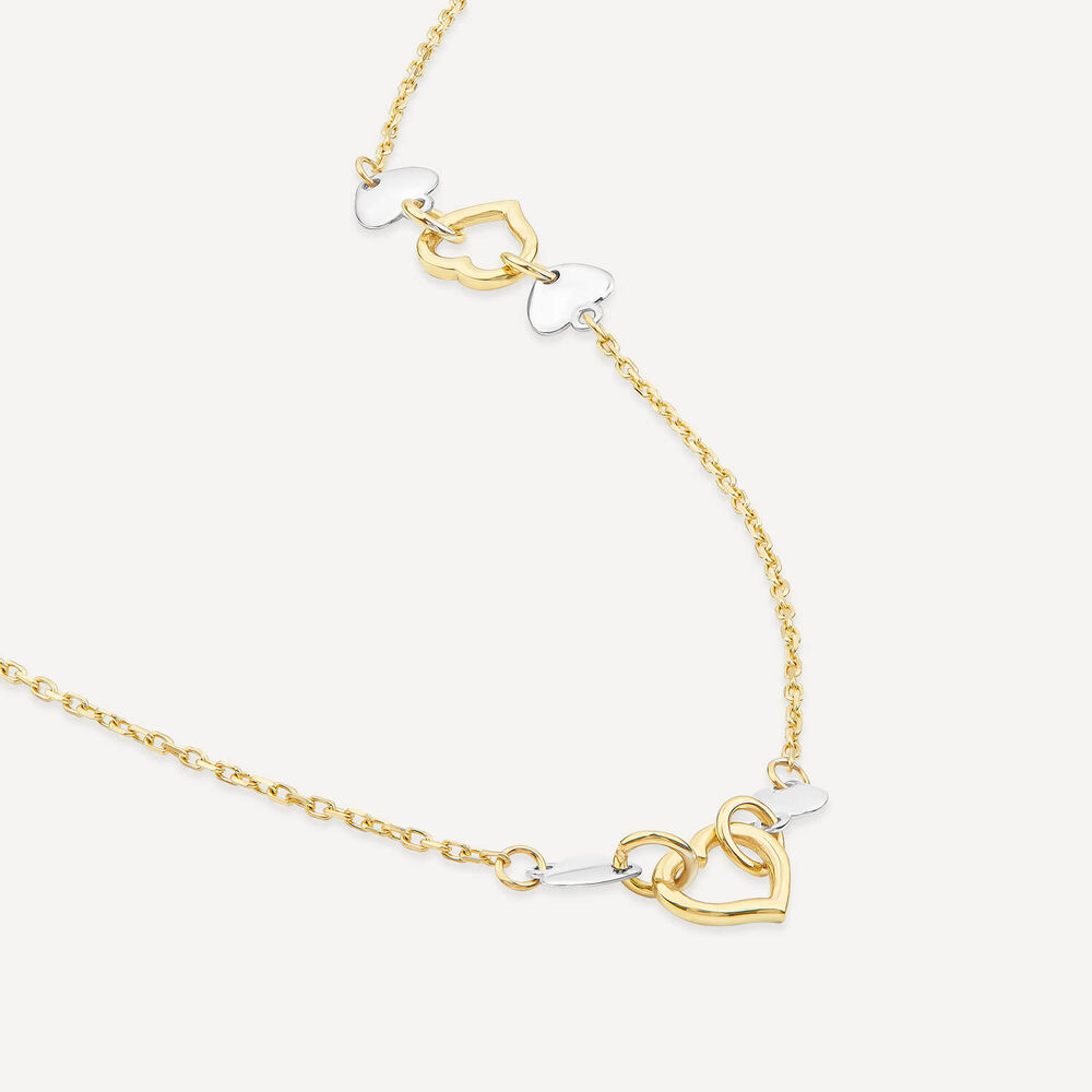 9ct Yellow & White Open Polished Heart Necklet image number 3
