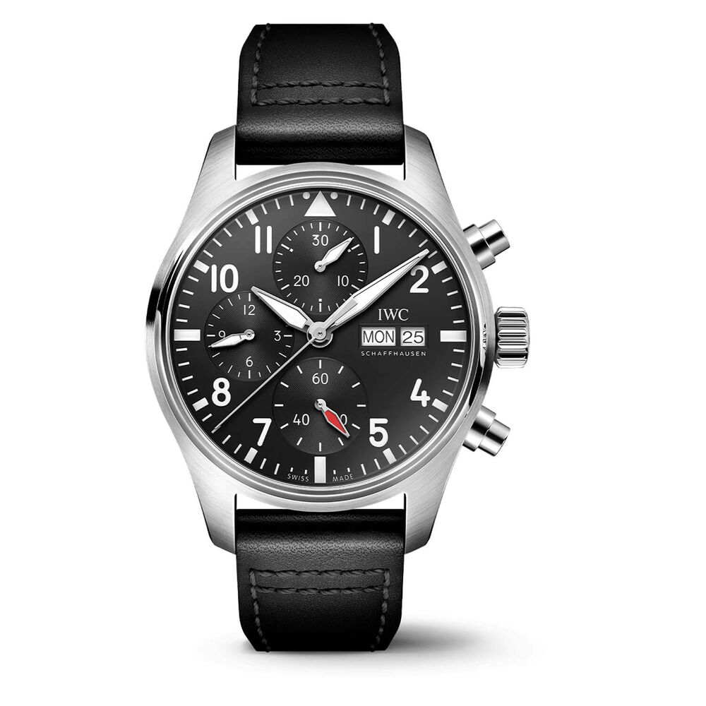 IWC Schaffhausen Pilot's Chronograph 41 Black Dial&Strap Watch image number 0