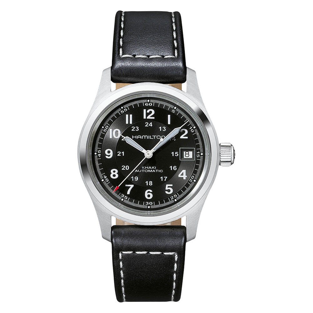 Hamilton Khaki Field Auto 38mm Black Steel Case Black Strap Watch image number 0