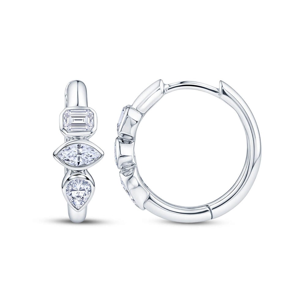 Born Contour 9ct White Gold 0.30ct Lab Grown Mixed Shape Diamond Huggie Earrings