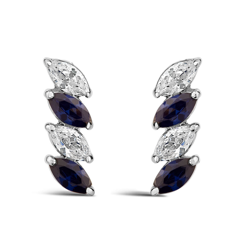9ct White Gold Tanzanite Cubic Zirconia with Marquis Shaped Stone Climbers image number 0