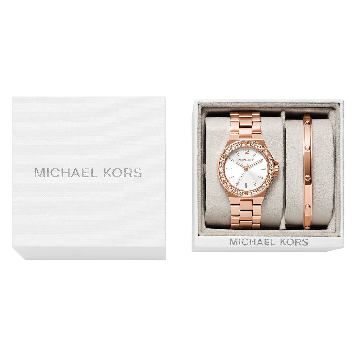 Michael Kors Lennox 37mm Silver Dial Crystal Bezel Watch