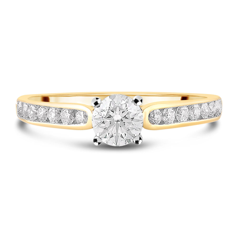 18ct Yellow Gold 0.75ct Diamond Four Claw Tulip Setting Ring image number 1