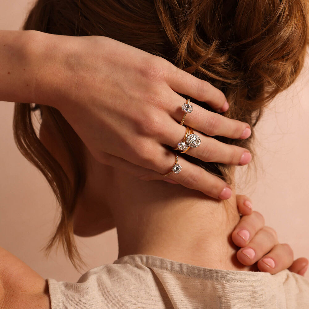 Born 18ct Yellow Gold 1.72ct Lab Grown Oval Halo Diamond Ring image number 3