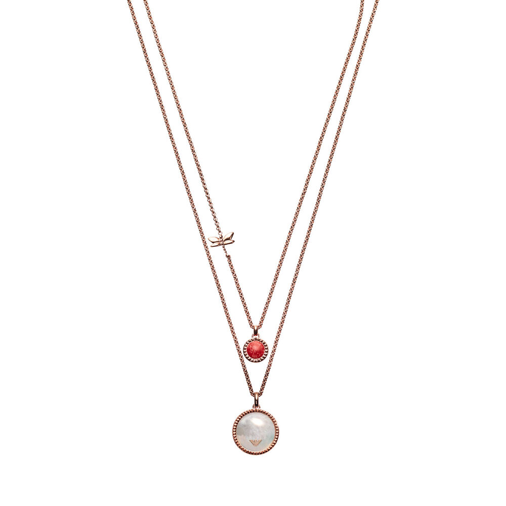 Emporio Armani Rose Gold & Pearl Double Pendant