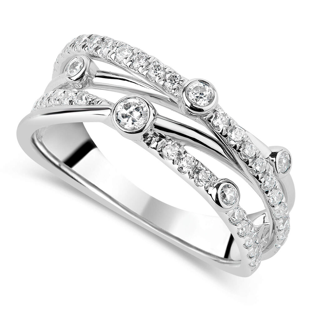 9ct White Gold 0.50ct Diamond Crossover Ladies Ring