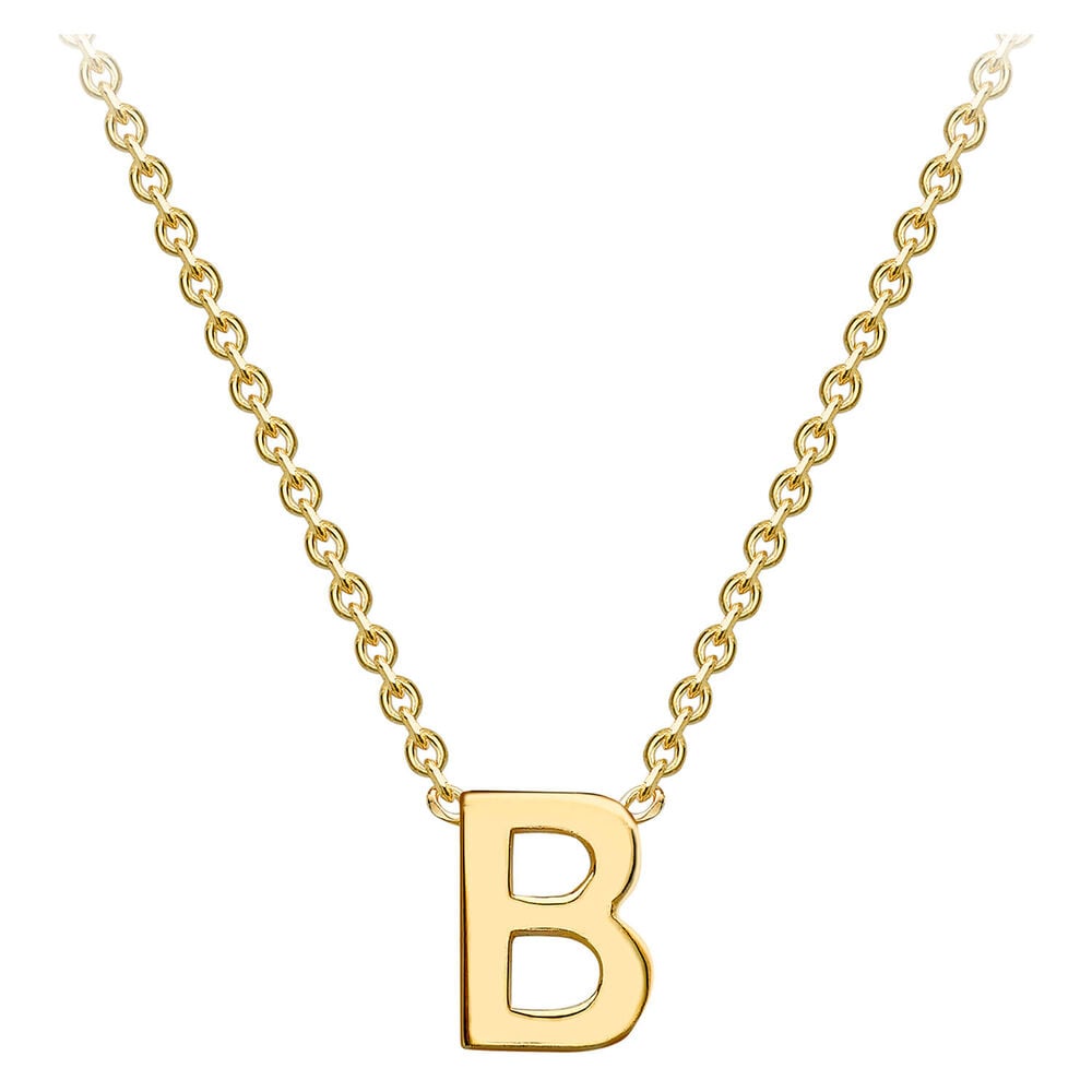 9 Carat Yellow Gold Petite Initial B Necklet (Special Order) image number 1