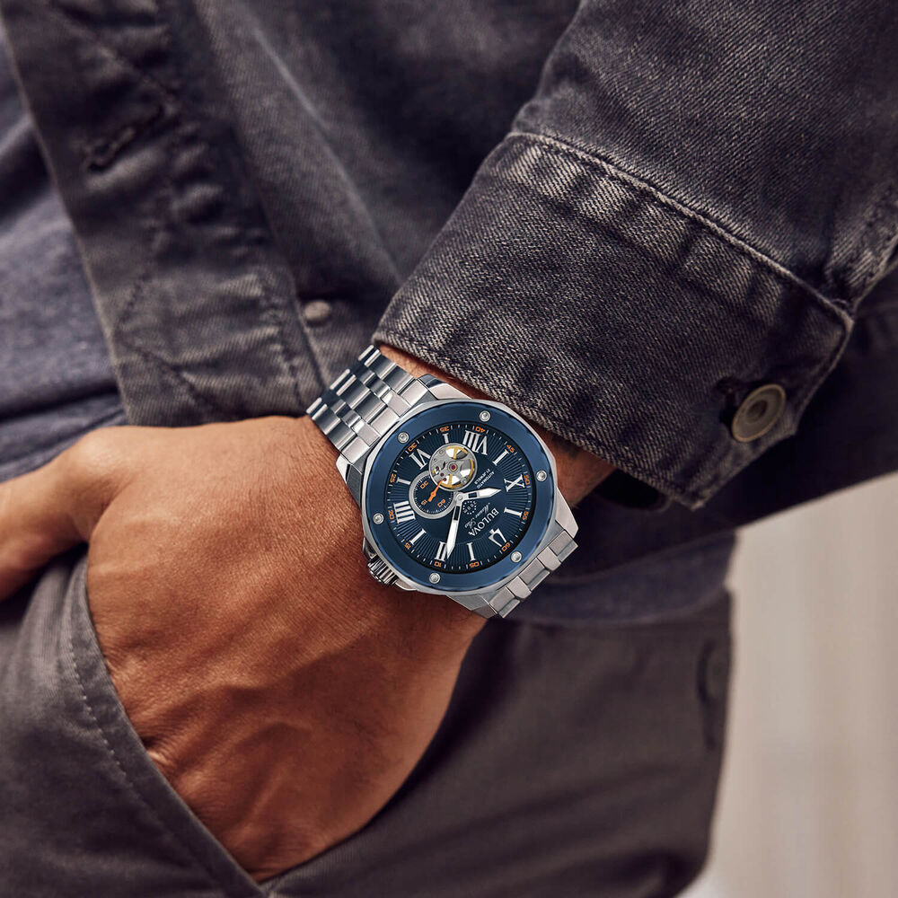 Bulova Marine Star Series A Automatic 45mm Blue Dial Steel Bracelet Watch image number 5