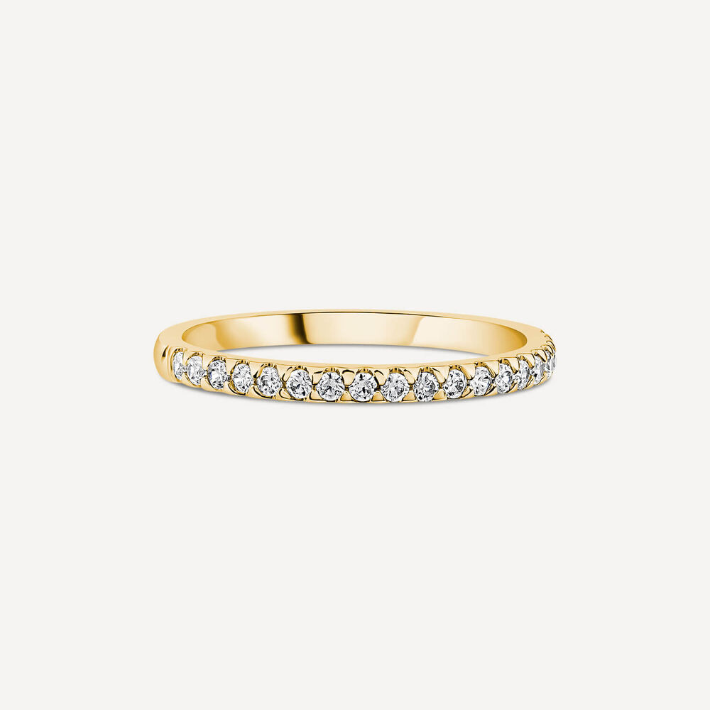 18ct Yellow Gold 1.7mm 0.15ct Diamond Triangle Claw Wedding Ring- (Special Order) image number 2