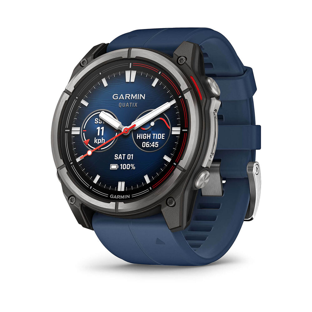 Garmin quatix 8 AMOLED 51mm Dial Blue Silicon Strap Watch image number 0
