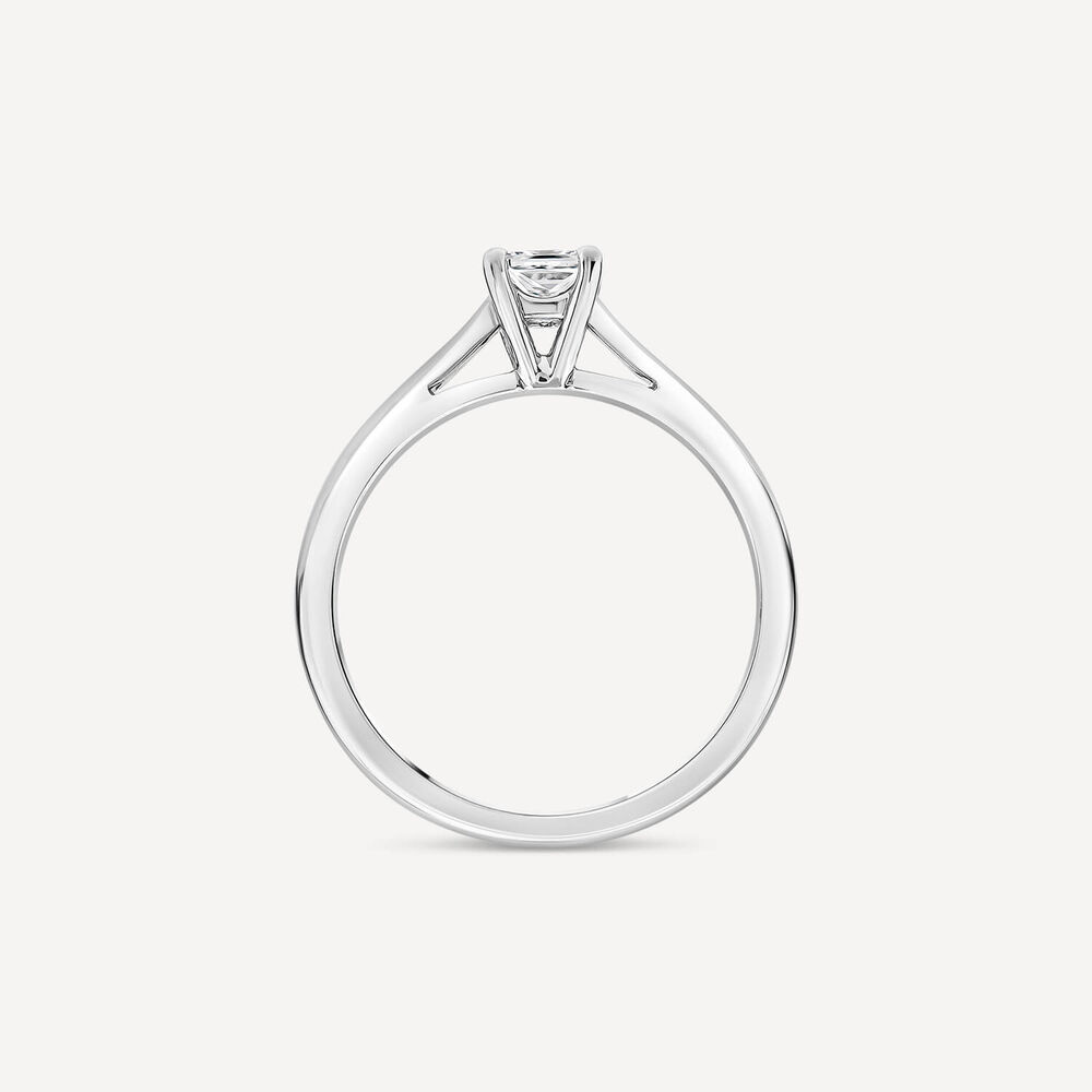 Platinum 0.41ct Princess Diamond Four Claw Solitaire Ring image number 3