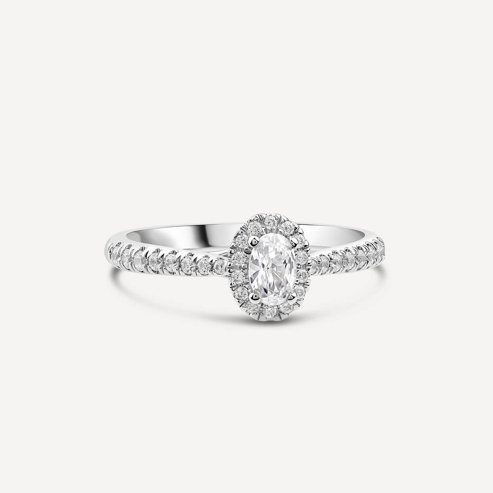 The Orchid Setting 18ct White Gold 0.50ct Oval Diamond Shoulders Ring image number 2