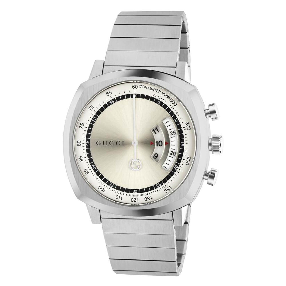 Gucci Grip Chrono Silver Dial Stainless Steel Bracelet Watch image number 0