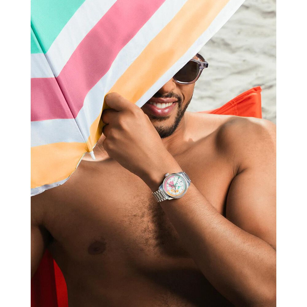 NORQAIN Freedom GMT Enjoy Life &ldquo;Holiday&rdquo; Limited Edition 40mm White Dial Steel Bracelet Watch