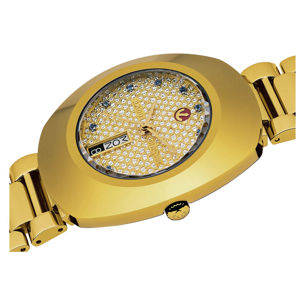 Rado Diastar 35mm Blue Index Yellow Gold PVD Case Watch