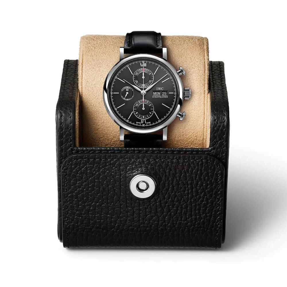 IWC Schaffhausen Portofino Chronograph Black Dial Strap Watch image number 8