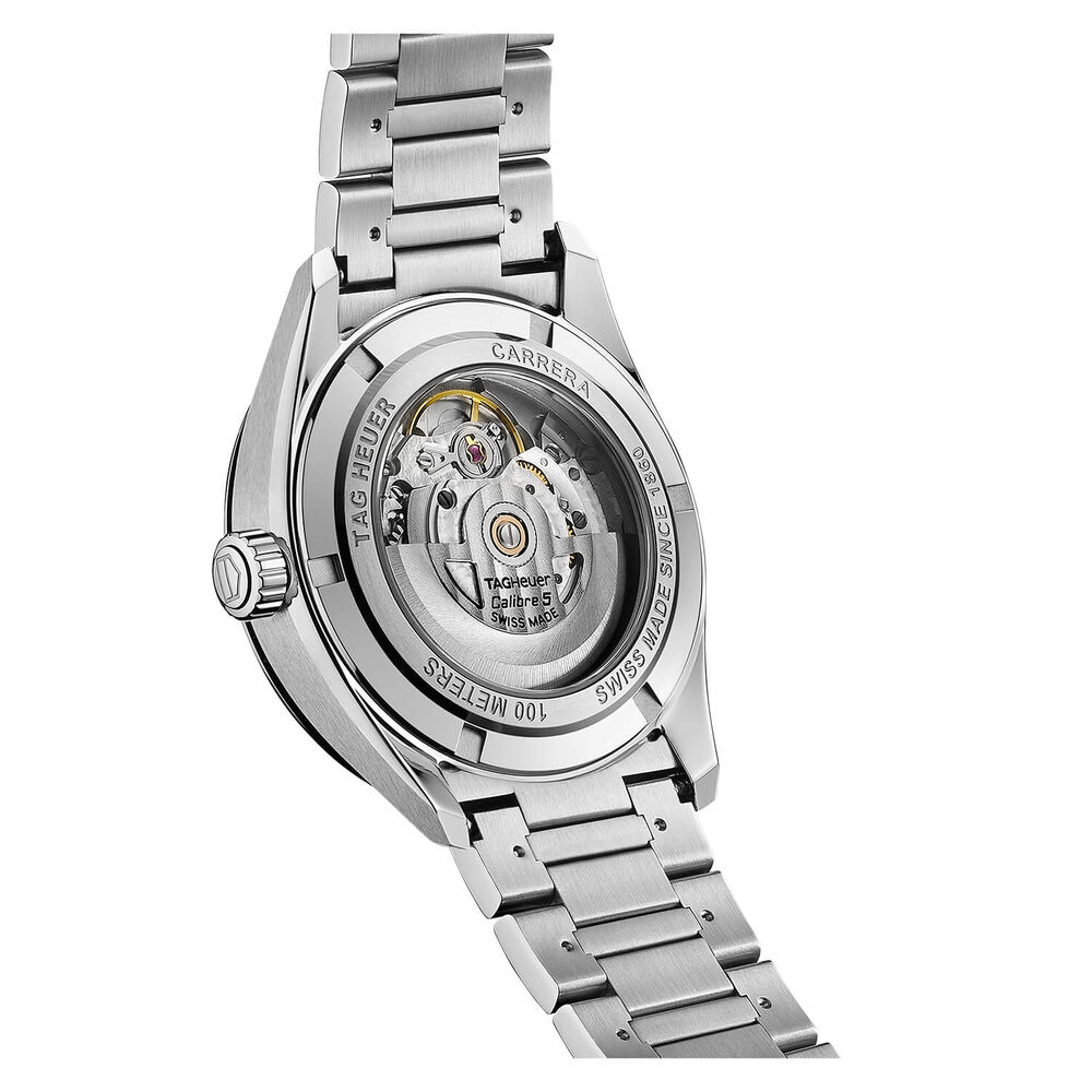 TAG Heuer Carrera Date 39mm Black Dial Rose Gold Index Stainless Steel Bracelet Watch image number 2