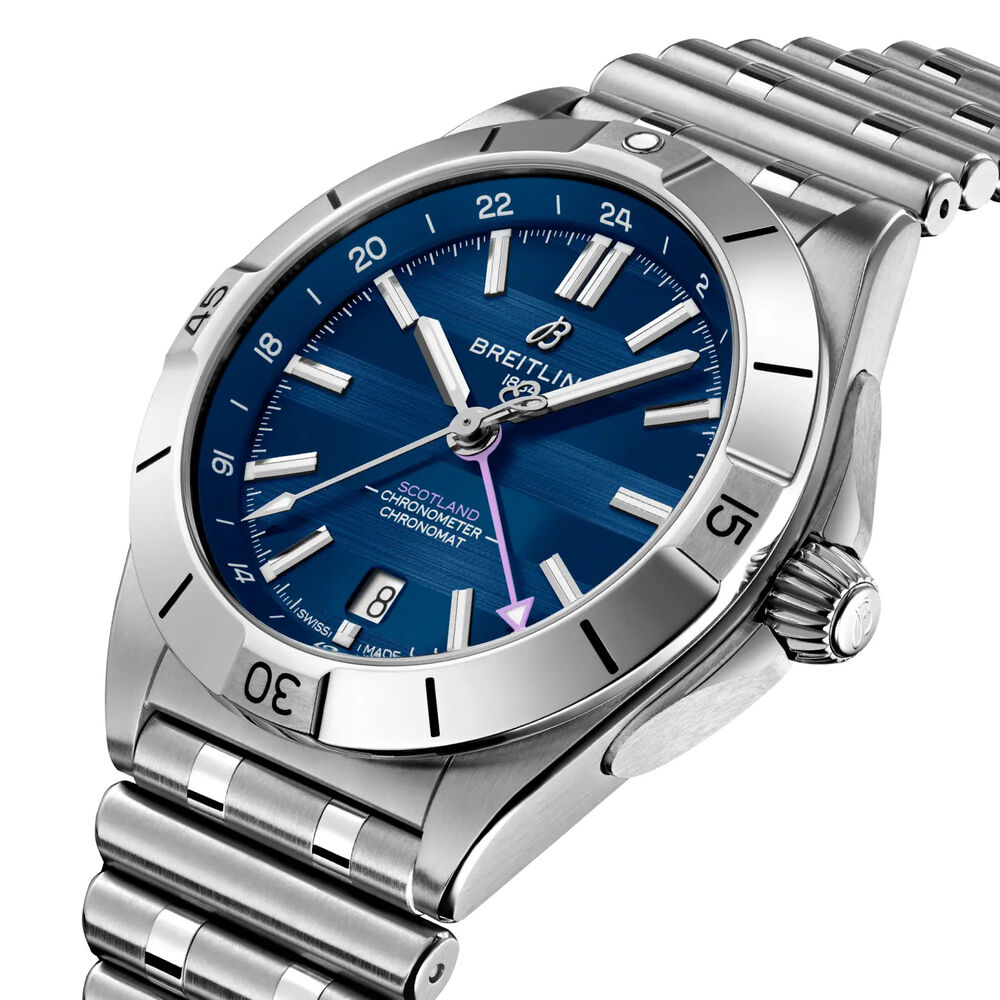 Breitling Chronomat GMT Six Nations Scotland 40mm Blue Dial Steel Bracelet Watch image number 2